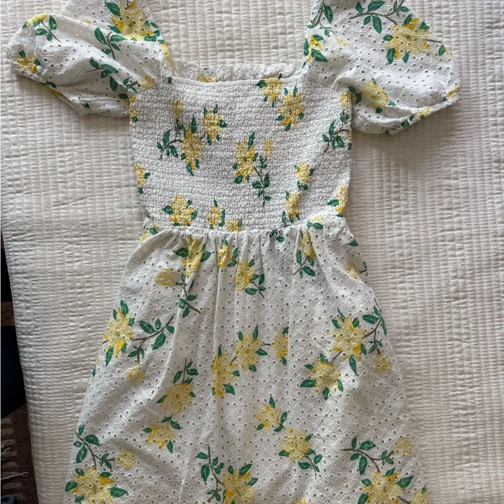 Draper James Cam Smocked Mini Dress in Magnolia Eyelet - Picture 5 of 5